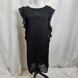 MICHAEL Michael Kors Black Flutter Sleeve Shift Dress Size Medium